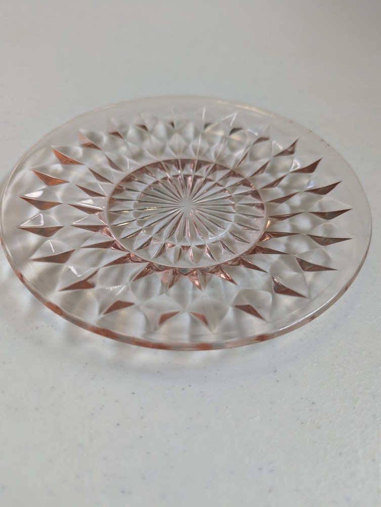 Vintage Pink Depression Glass, Windsor Diamond Scalloped Edge 6