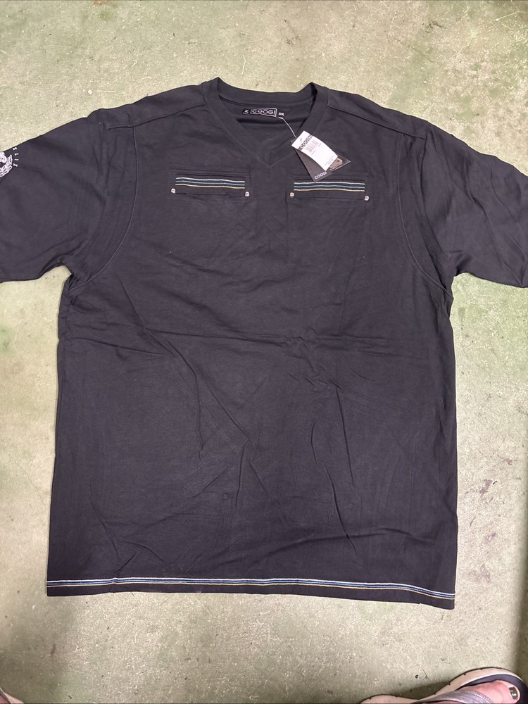 Coogi Mens 3XL Black  V-Neck T-Shirt Short Sleeve NWT  Tee
