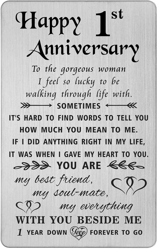 1 Year Anniversary Card Gifts for Girlfriend Wife, Happy First 1St Wedding Anniv