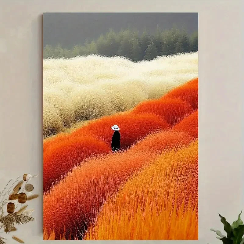 Nature-Inspired Abstract Landscape Solitar Wall Art in Canvas Framed or Unframed-image