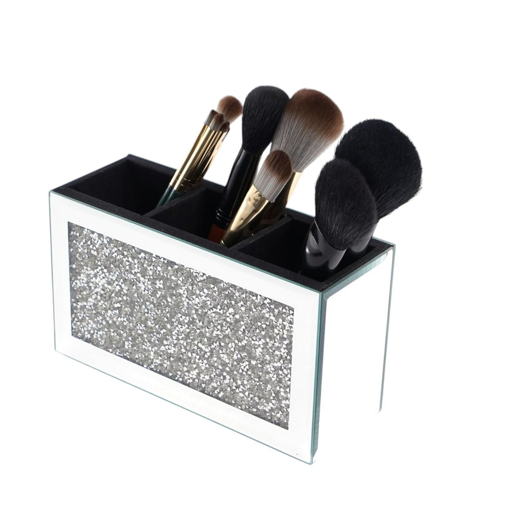 SERENA'S Crushed Diamond Crystal Mirrored Jewellery Beauty Box  Trinket Make Up