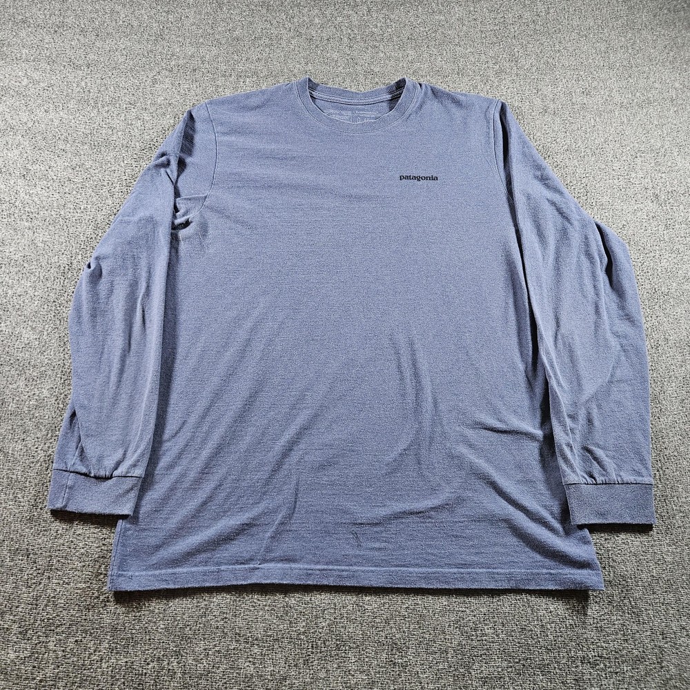 Patagonia Shirt Mens Large Blue Long Sleeve Buffalo Graphic Tee Nature Outdoor
