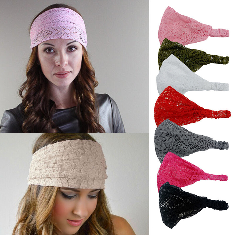 Stylish Stretchy Wide Lace Headband for Women - Bandeau Snood Hair Wrap