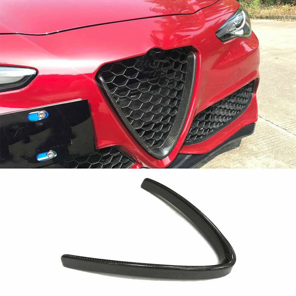 Real Dry Carbon Fiber Front Grille Cover Fit for Alfa Romeo Giulia Stelvio 17-20