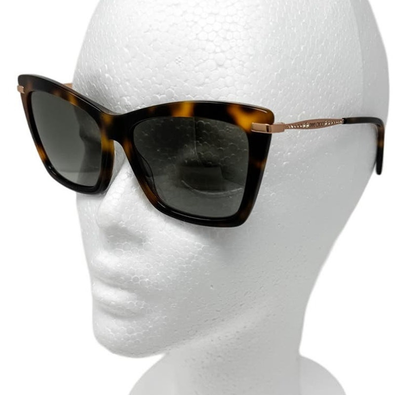 Jimmy Choo Sady Oversized Cat Eye Sunglasses Rose Gold Tortoise Case Included