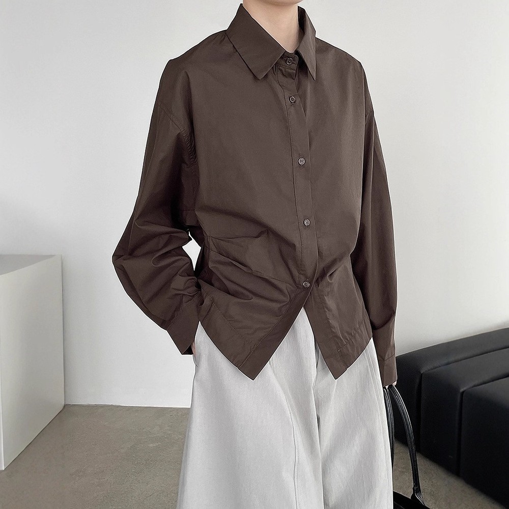 Women's Tie Waist Lapel Collar Shirt Long Sleeve Single Button Spring Top Shirts