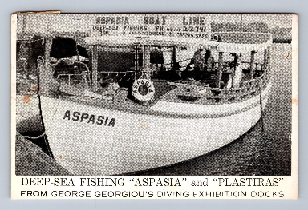 Tarpon Springs FL-Florida Boats Aspasia And Plastiras Vintage c1956 Postcard
