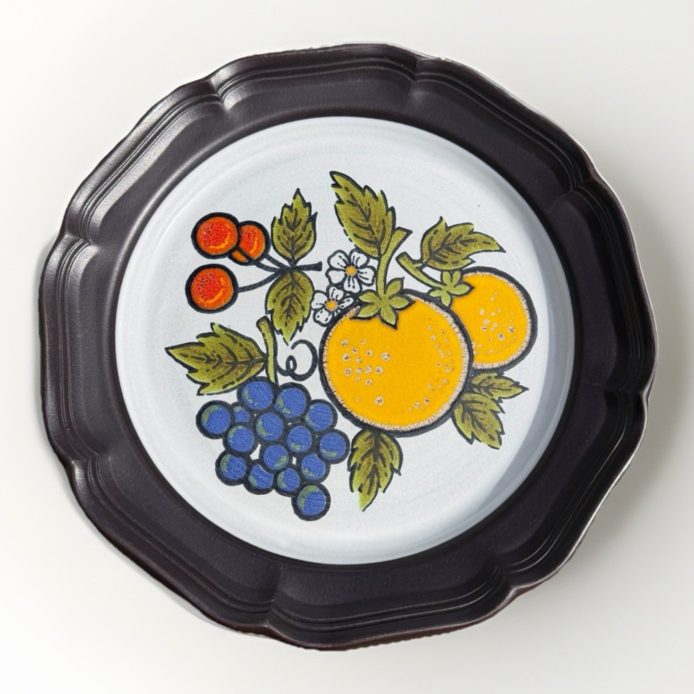 RARE Mikasa Peasantries Apple Cider Plates Vintage Fruit Retro 70s Stoneware