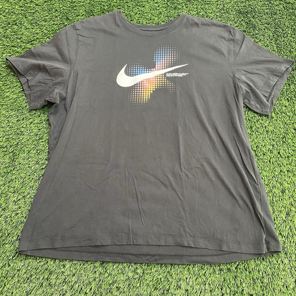Nike Sportswear Swoosh Just Do It Mens Dark Gray 2XL T-Shirt Logo Activewear EUC