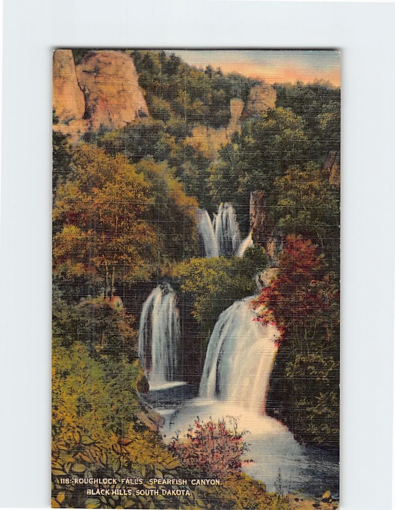 Postcard Roughlock Falls Spearfish Canyon Black Hills South Dakota USA