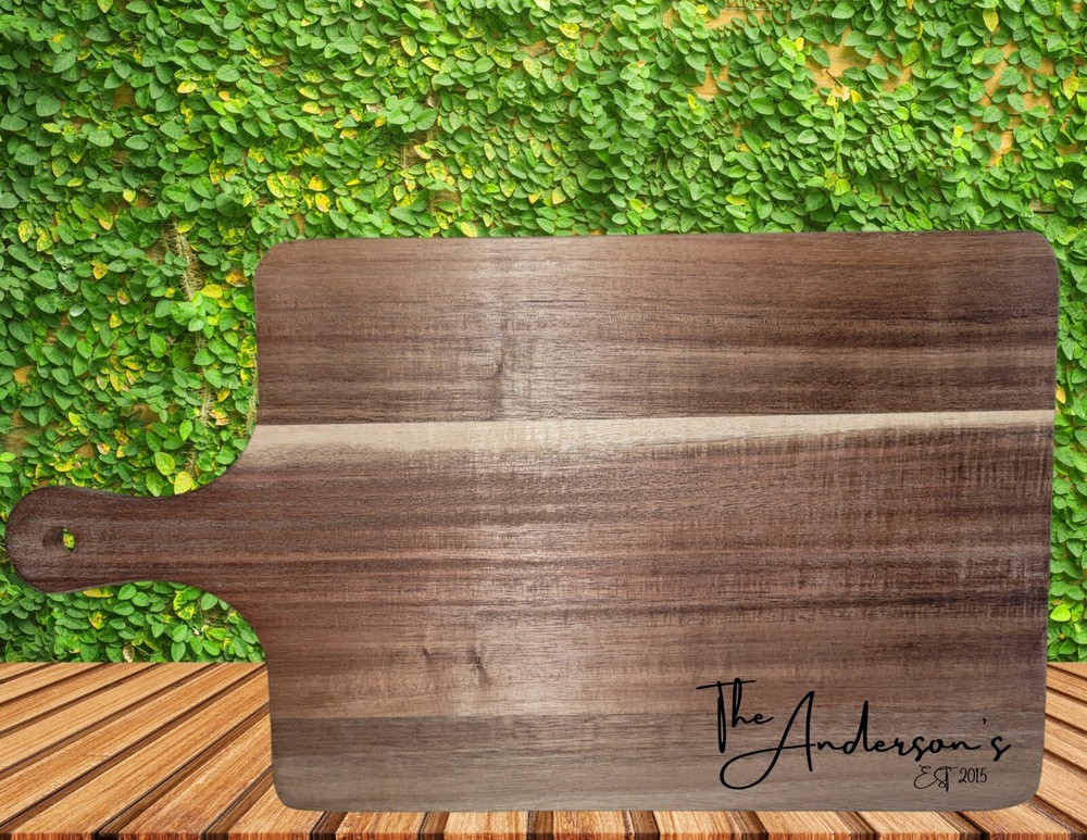 Acacia Wood Personalized Cutting Board, Custom Charcuterie Board Engraved-image