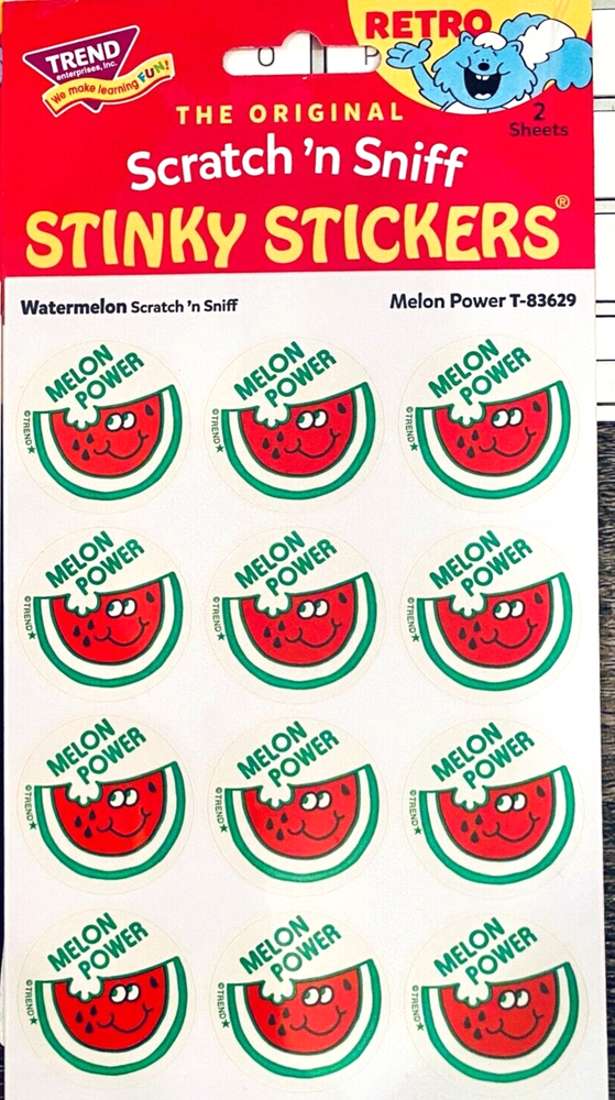 TREND Scratch n Sniff RETRO STINKY STICKERS, WATERMELON MELON POWER Scent