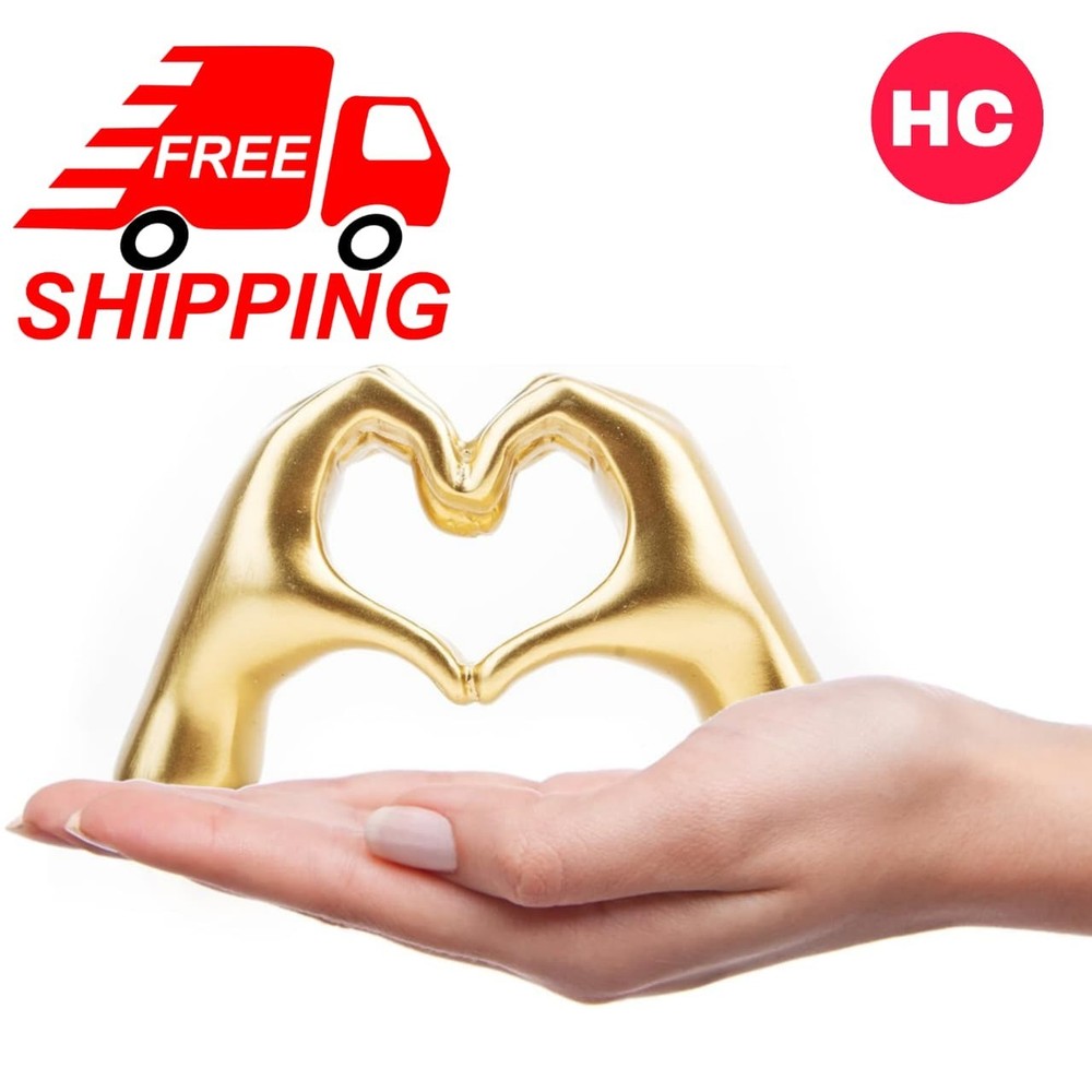 Small Heart Hands Sculpture Gold Love Finger Statue Modern Home Decor Gift