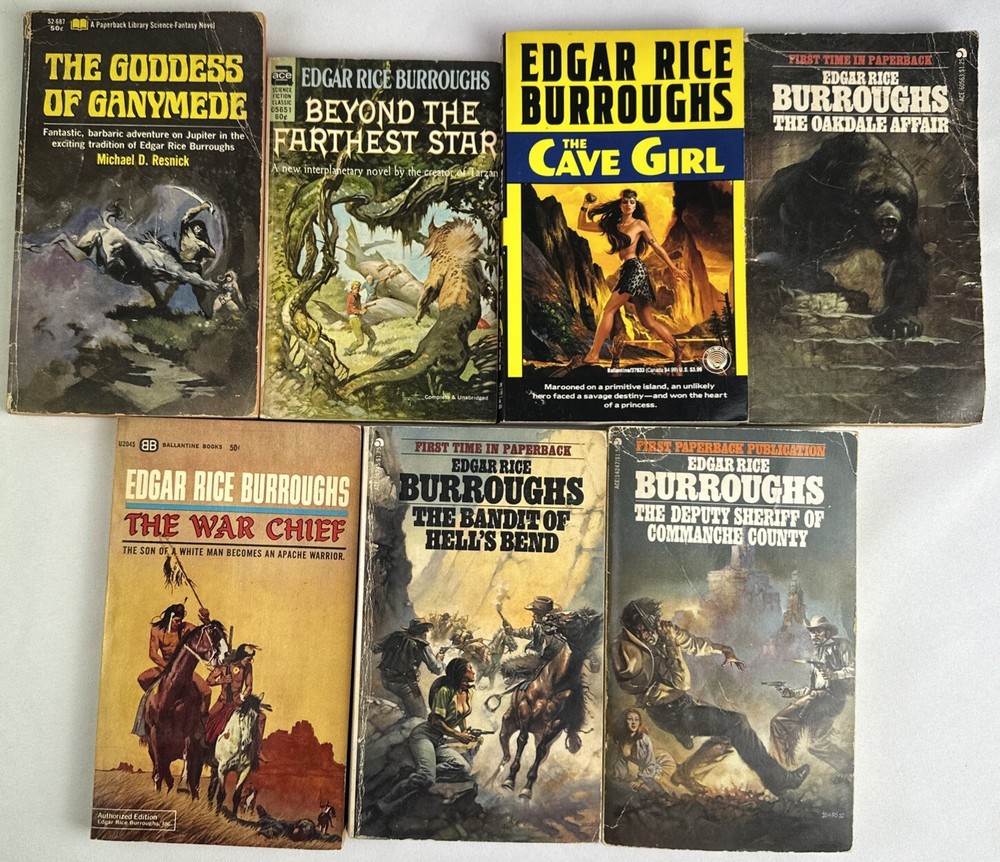 Edgar Rice Burroughs & Michael D Resnick Lot of 7 paperback books Vintage
