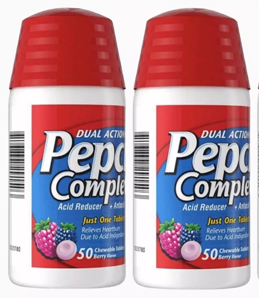 TWO  Pepcid Complete Acid Reducer Chewable Berry Tablets 100 Total Exp 05/26-image