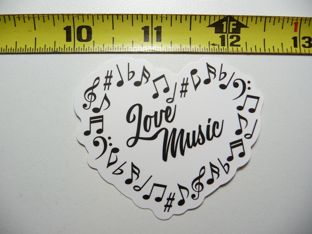 Heart Love Music Notes Sticker Decal for Musicians and Bands