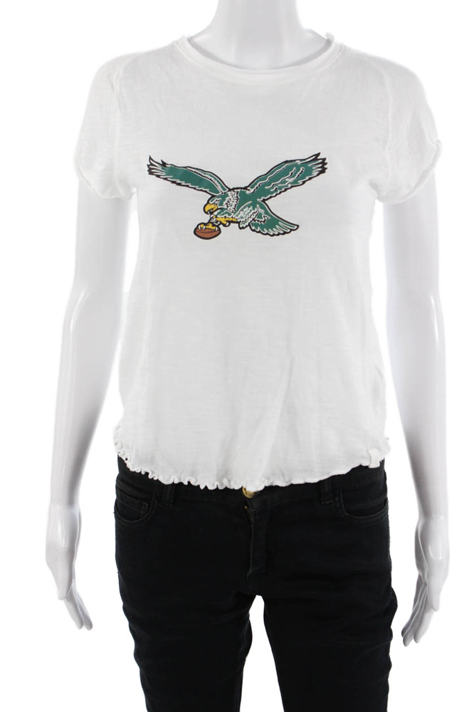We The Free Womens Cropped White Bird Graphic Cotton Crew Neck T-Shirt Size SFree Shipping in US $100+ Orders | $6.95 Orders Below
