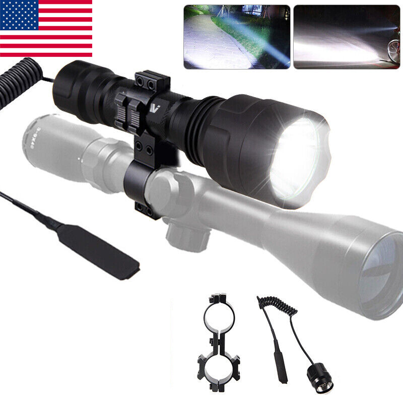 10000Lumen Hunting Weapon  Light Rifle Rail Gun Mount LED Flashlight Torch