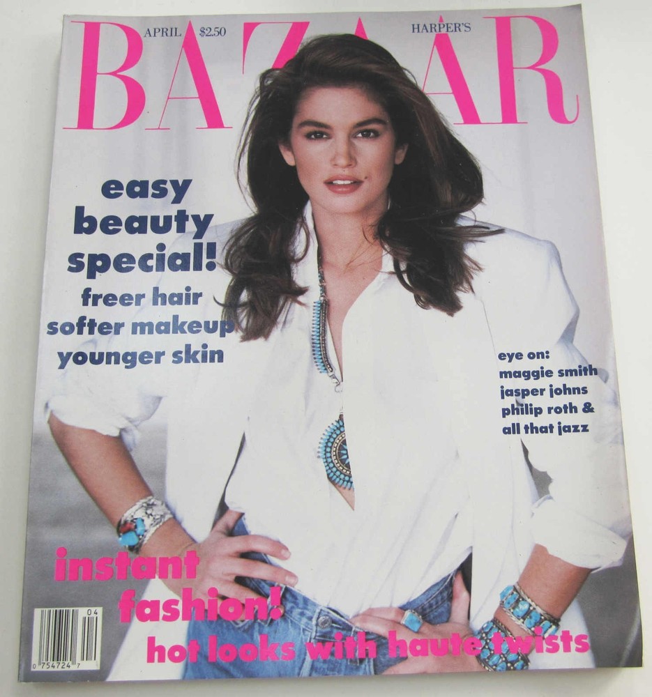 Harper's Bazaar Magazine April 1990 Cindy Crawford Vintage Fashion UNUSED Copy!