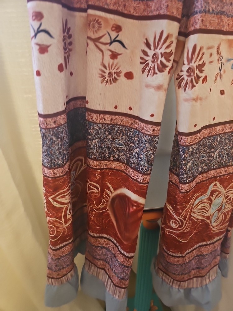 Boho Patchwork Palazzo Pants in XL with Wide Leg Design