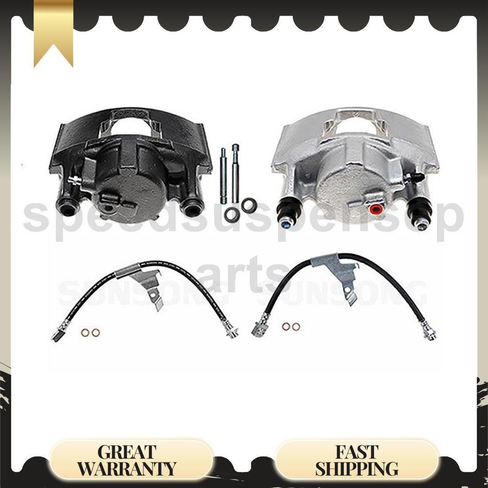 Front Brake Caliper Set with Hose 4pcs for Cadillac 60 Special 4.9L