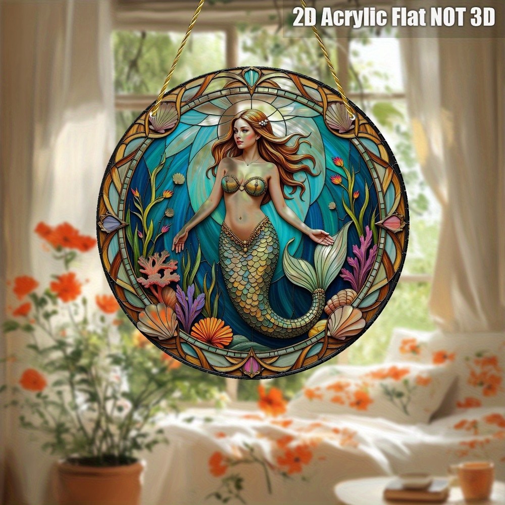 Mermaid Scene Suncatcher for Underwater Decor