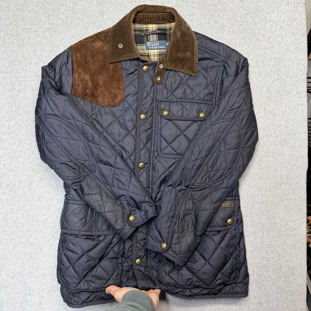 Polo Ralph Lauren Quilted Shooting Jacket Mens Small Navy Fleece Lined Coat