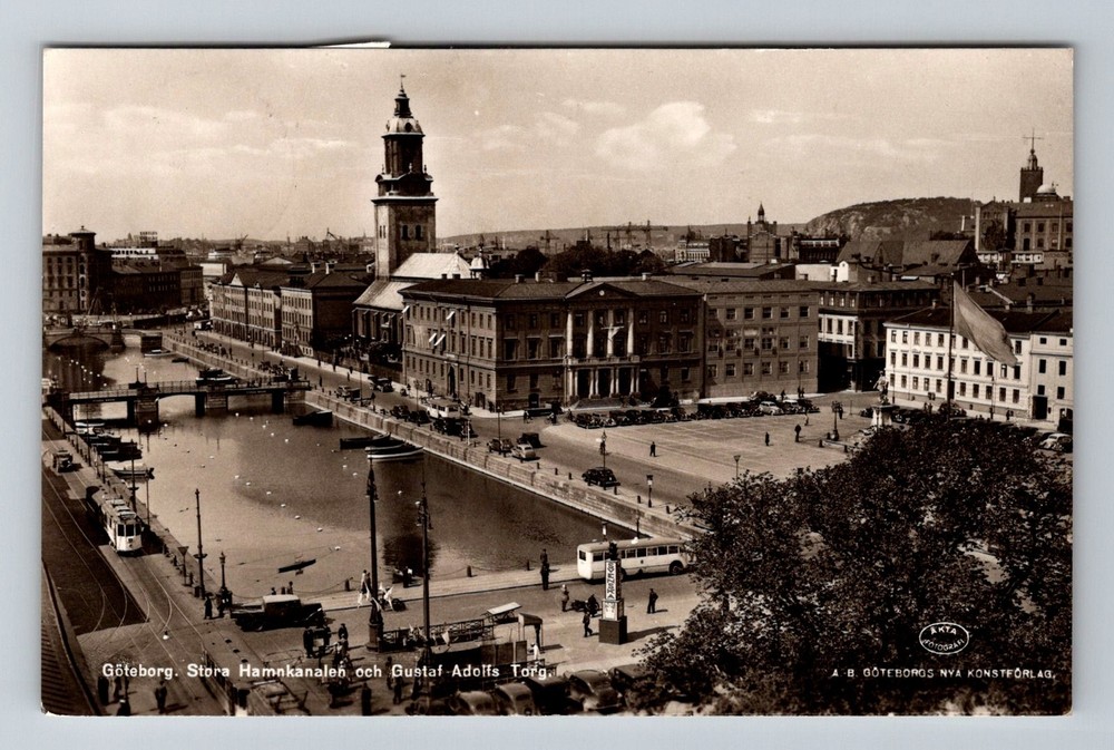 Sweden- Gothenburg Grand Canal Gustaf Adolfs Torg Old Post PC Vintage Postcard