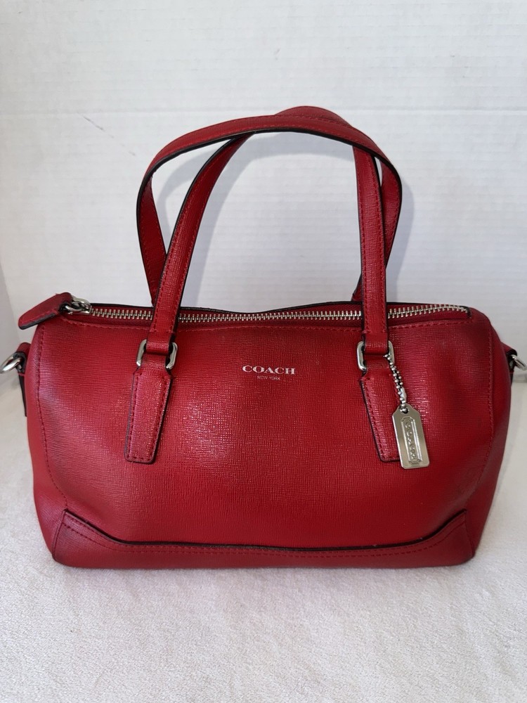 Coach Red Saffiano Leather Mini Satchel Crossbody Bag for Women  