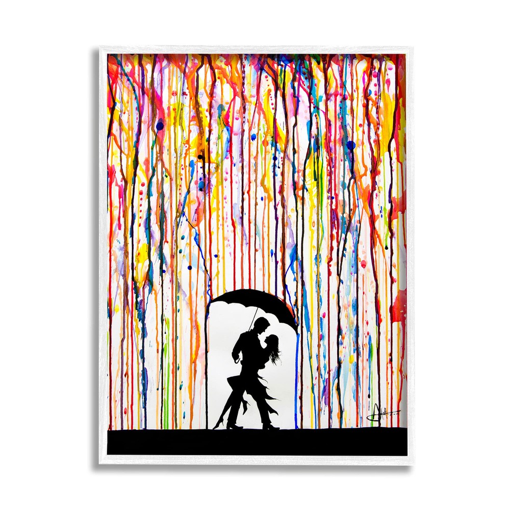 Melting Rainbow Rain Drops Umbrella Dance Silhouette by Marc Allant