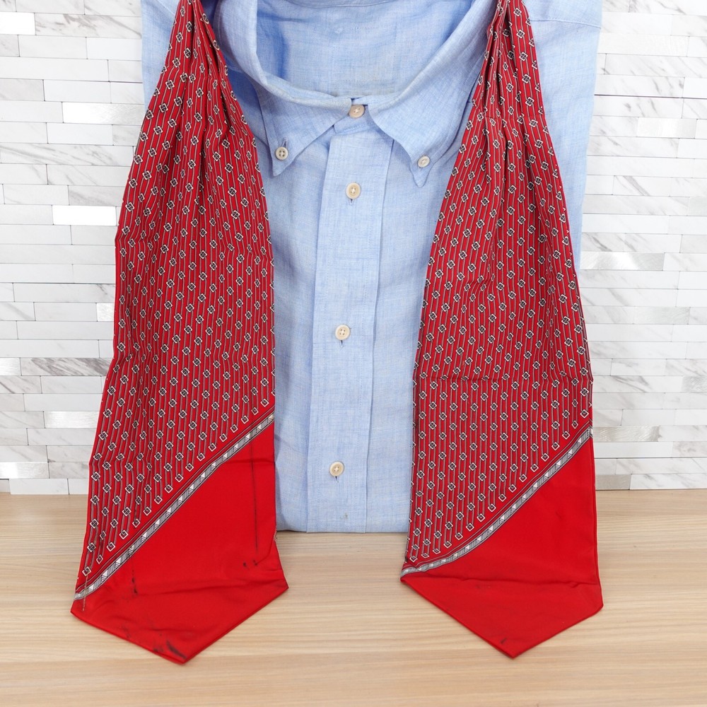 Red Chain Link Ascot Cravat Tie for Men - Victorian Western Tuxedo Suit Designer Neckwear