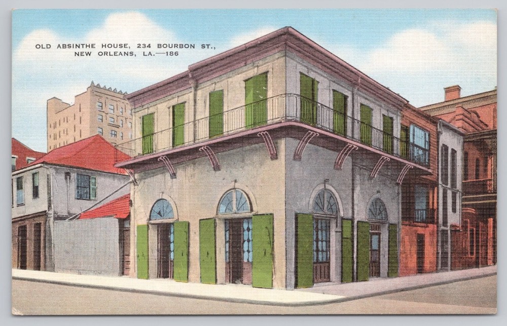 Vintage Linen Postcard Old Absinthe House 234 Bourbon St New Orleans-image