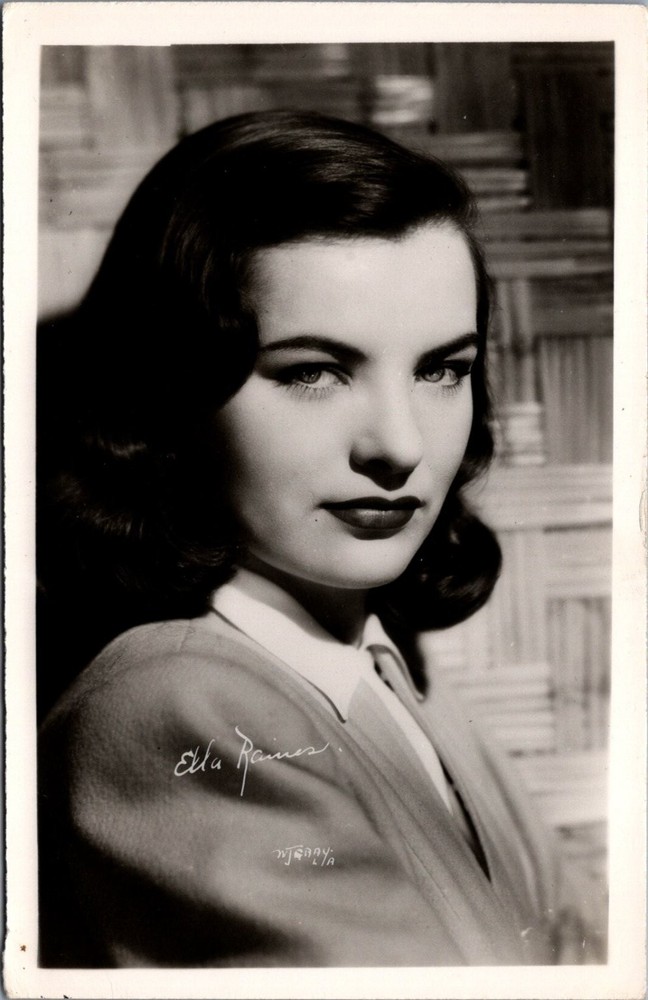 Ella Raines Autographed RPPC Real Photo Postcard Vintage Hollywood Actress