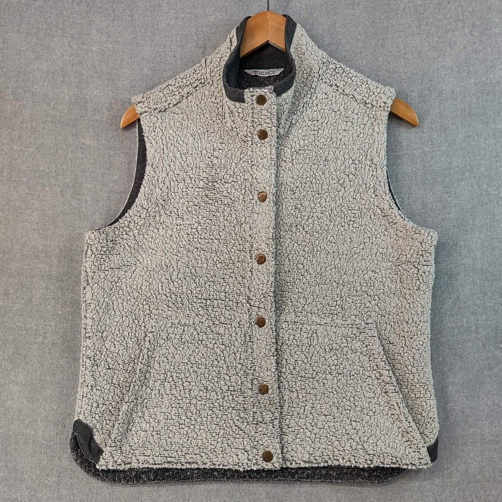 Toad & Co Vest Womens Medium Sheridan Sherpa Wool Blend Corduroy Trim Outdoor