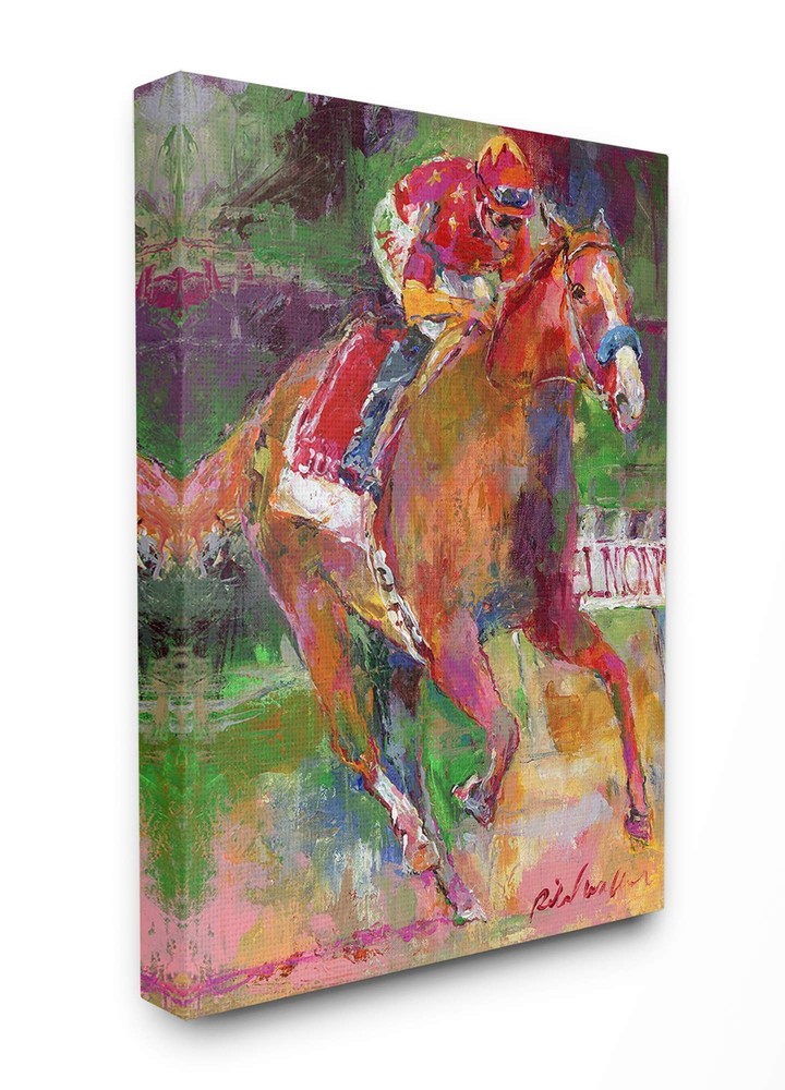 The Stupell Home Décor Collection Brightly Galloping Horse and Jockey Race Pa...