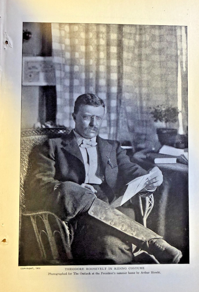 1903 Vintage Magazine Illustration Theodore Roosevelt in Riding Costume