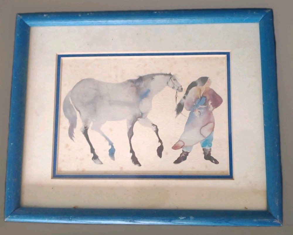 Carol Grigg-Cherokee Art-SHE WALKS WITH HORSES-Matted & Framed 8.5