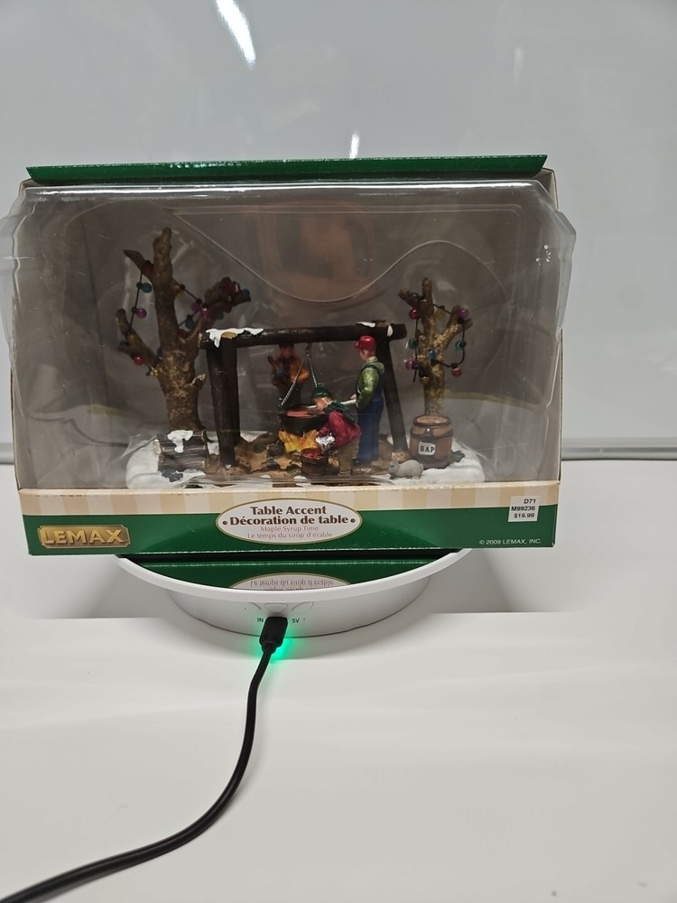 Vintage Lemax Christmas Winter Scene Maple Syrup Table Decor  -image