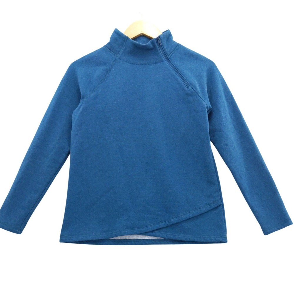 T by Talbots Blue Mock Neck Quarter Zip Pullover Sweatshirt Size P