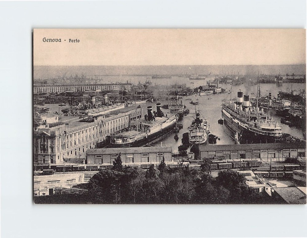Postcard Port Genoa Italy