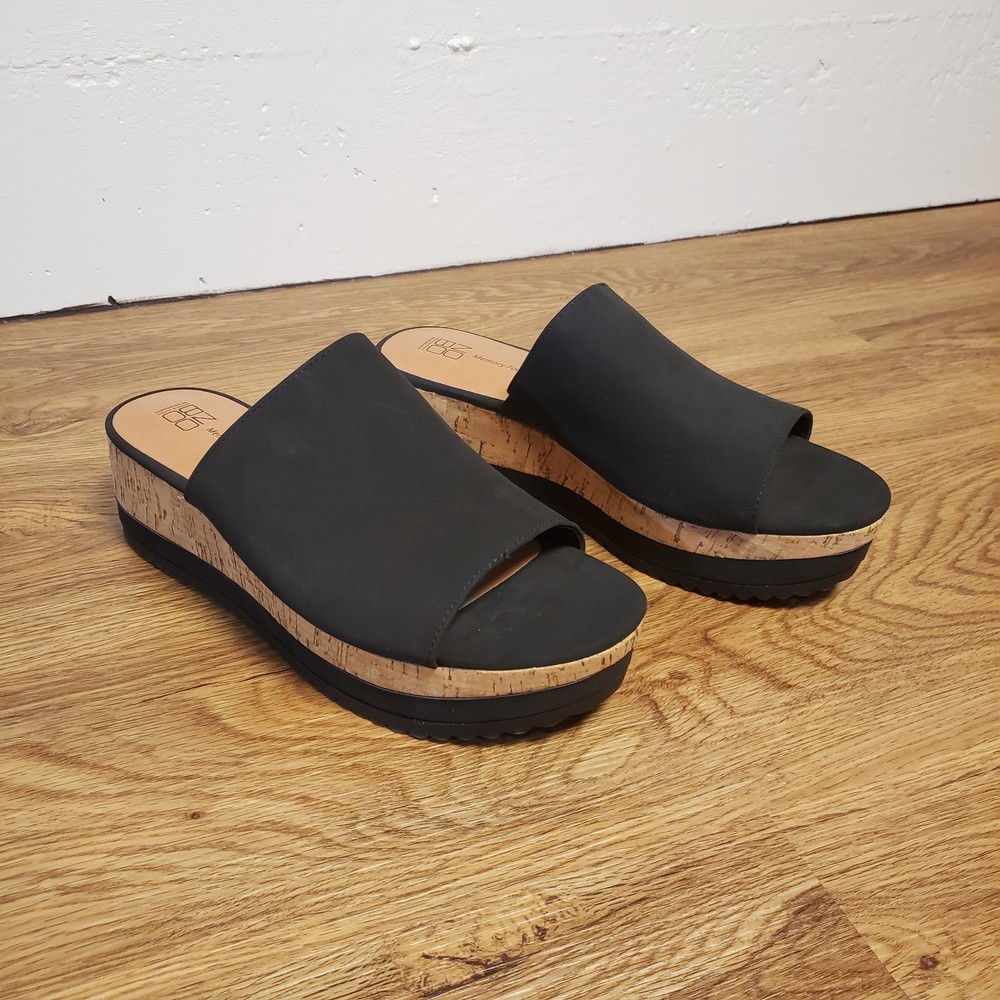 No Boundaries Cork Wedge Platform Sandal Memory Foam Women’s Size 9 Color Black