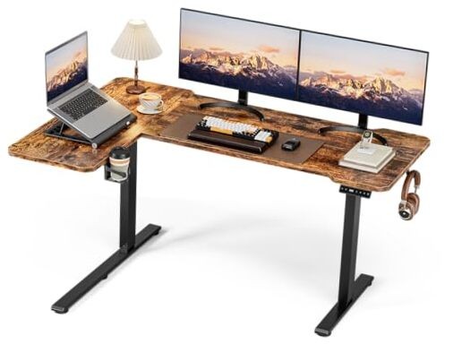 59 Inch L Shaped Standing Desk Electric L-shaped 59 Inches Rustic Brown