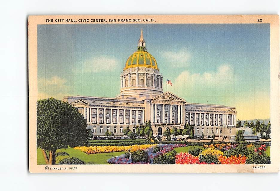 Postcard The City Hall Civic Center San Francisco California USA North America