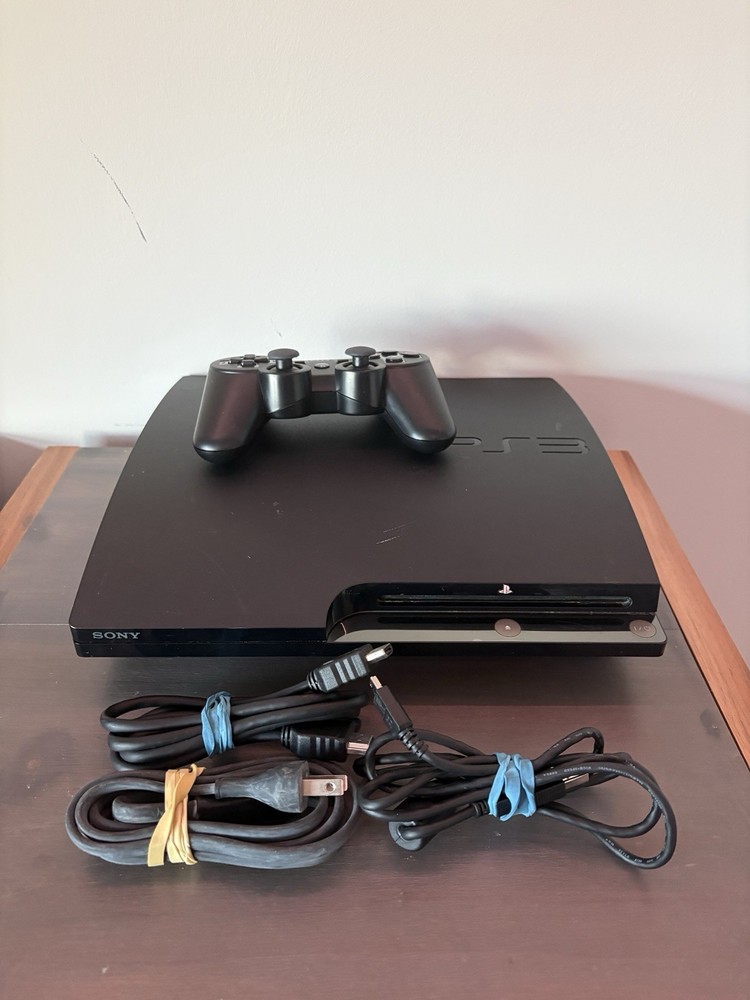 Sony PlayStation 3 Slim PS3 120GB Console OEM Controller + Cords