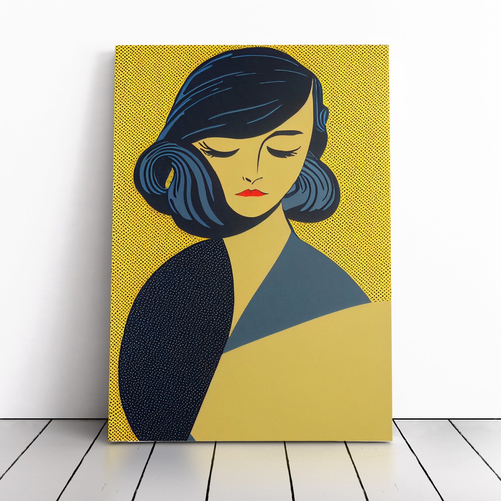 Pop Art Woman In Gold Canvas Wall Art Print Framed Picture Decor Living Room