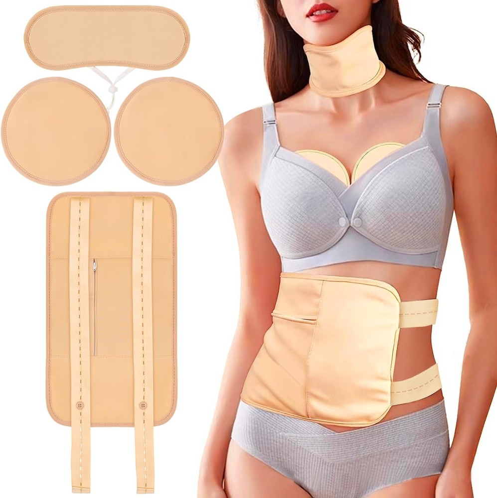 4 Pcs Castor Oil Wrap Kit - Reusable Castor Oil Pack Compress for Liver Detox Me