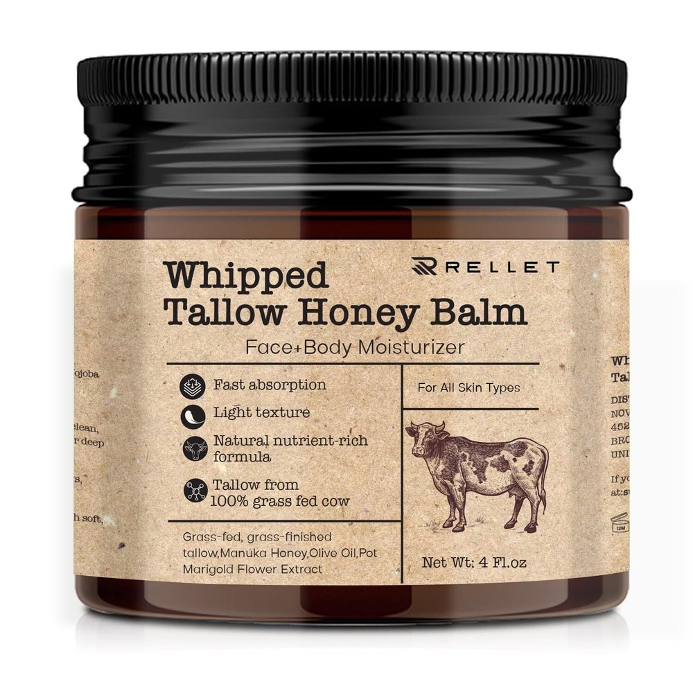 Beef Tallow and Honey Balm for Skin : Grass Fed Whipped Beef Tallow
