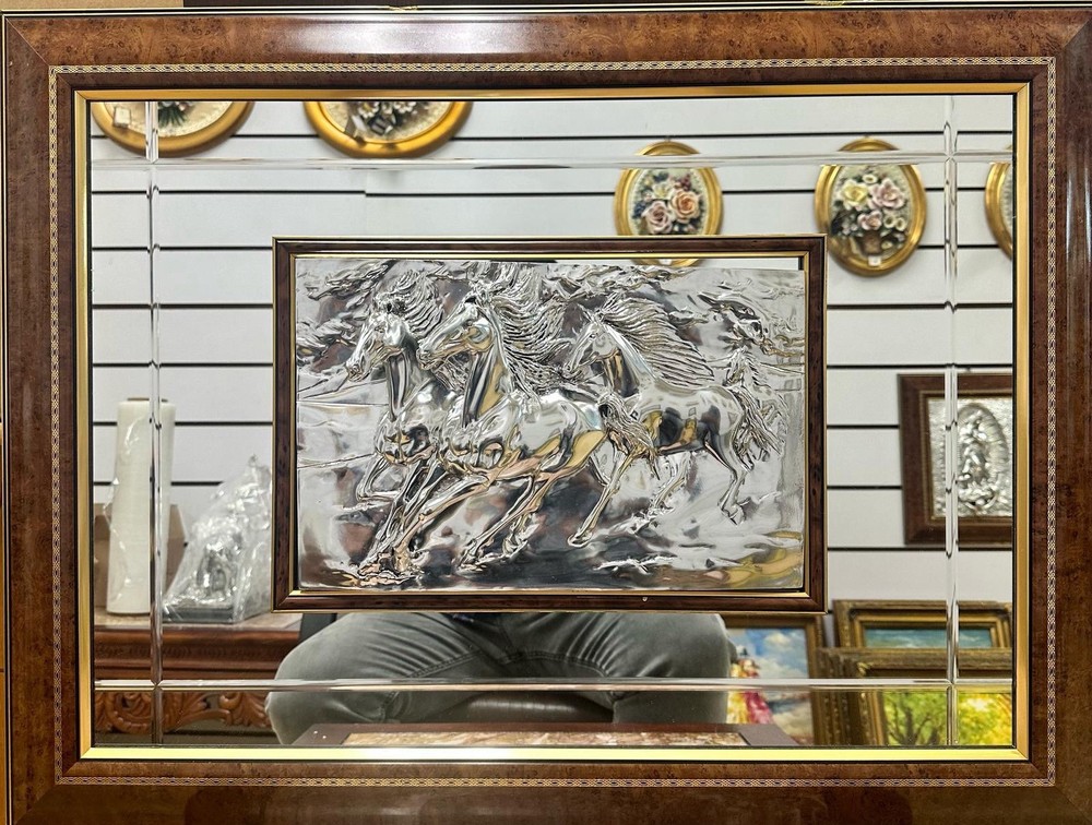 HORSES   laminated in crystal silver viscellated