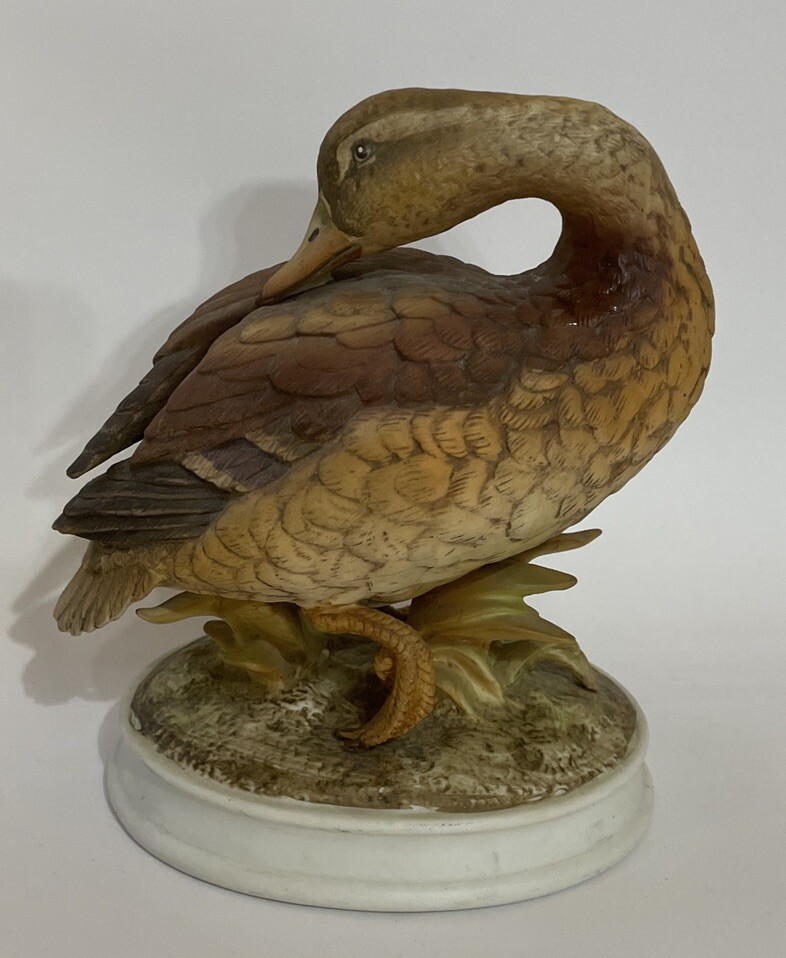 Vintage Lg Mallard Duck Bisque Porcelain ANDREA by SADEK Life Like Figurine MINT