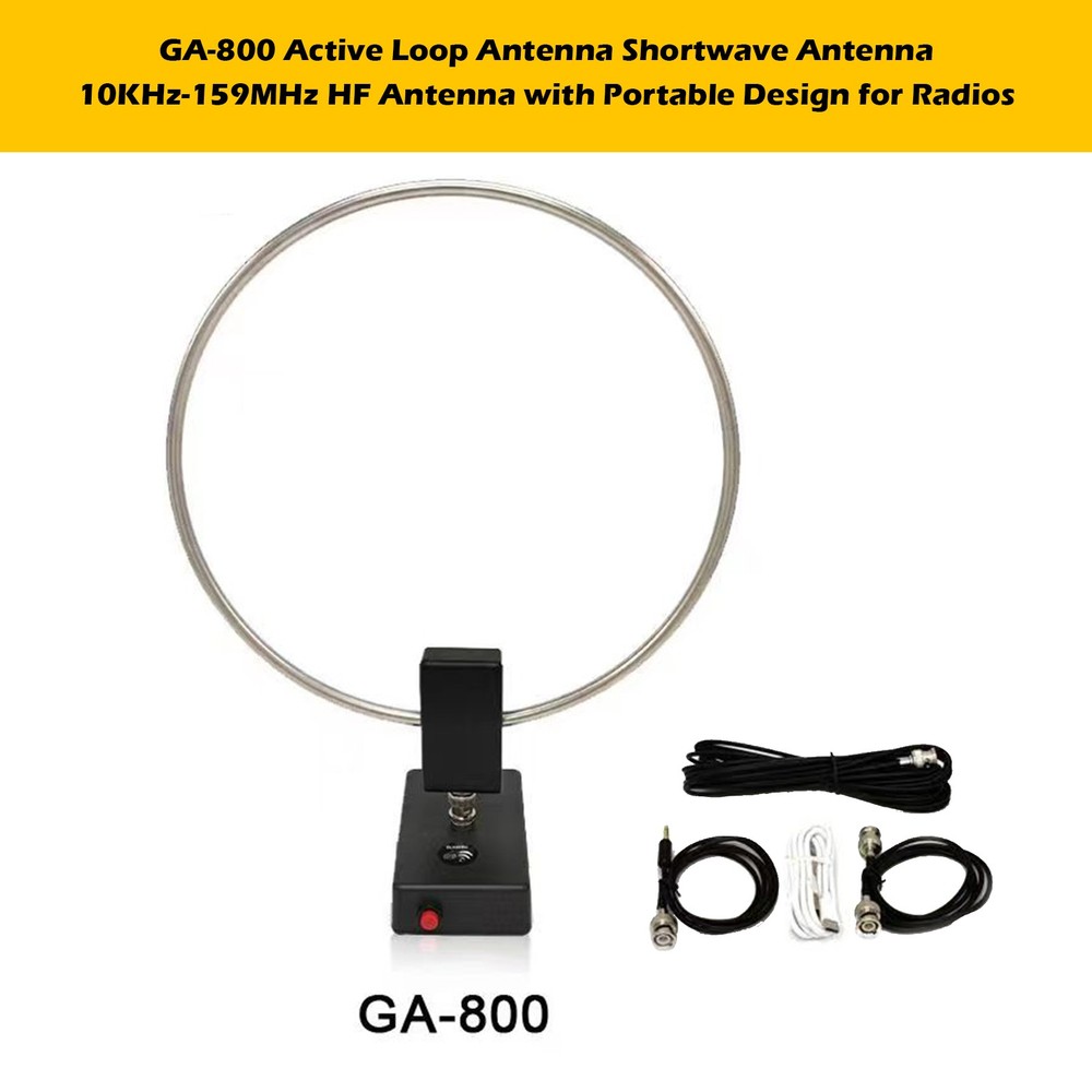 GA-800 Active Loop Antenna Shortwave Antenna 10KHz-159MHz HF Portable fit Radios